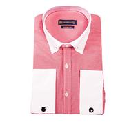 TruClothing Mens Club Collar Shirt with Bar Poplin Pin White Black 1920s