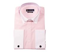 TruClothing Mens Club Collar Shirt with Bar Poplin Pin White Black 1920s