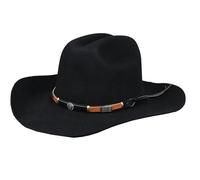 TruClothing Men's Cowboy Hat 100% Wool Felt Wide Brim Fedora Western Cap - Black M