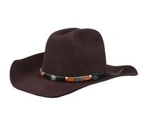TruClothing Men's Cowboy Hat 100% Wool Felt Wide Brim Fedora Western Cap - Brown L