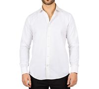TruClothing Men's Cream Long Sleeve Regular Fit Double Cuff Twill Oxford Shirt - Cream L