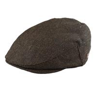 TruClothing Mens Flat Cap Wool Herringbone Tweed Vintage Classic 1920s Unisex Del Boy - Brown L