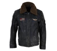 TruClothing Men's Flying Aviator Jacket With Collar in Black | Size: XL TruClothing Black XL