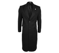 TruClothing Men's Full Length Overcoat Mac Jacket Wool Feel Charcoal Black 1920s Blinders - Large - Charcoal