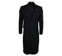 TruClothing Mens Full Lenth Overcoat Mac Jacket Wool Feel Charcoal Black 1920s Blinders - black m