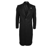 TruClothing Mens Full Lenth Overcoat Mac Jacket Wool Feel Charcoal Black 1920s Blinders - charcoal 4xl