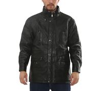 TruClothing Men's Genuine Lambskin Classic Mid Length Leather Jacket - Black 5XL