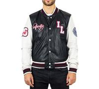 TruClothing Men's Genuine Leather Bomber Jacket Baseball Letterman Coat in Black | Size: Medium TruClothing Black M
