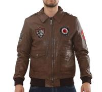 TruClothing Men's Genuine Leather Bomber Jacket Pilot Air Force Style - Tan XXL