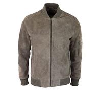 TruClothing Mens Genuine Suede Bomber Jacket Leather Casual Varsity Vintage Smart Casual - Beige 4XL