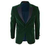 Mens Green Velvet Tuxedo Blazer Satin Peak Lapels Dinner Jacket Wedding Prom Black Tie - Green 50