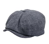 TruClothing Men's Herringbone Newsboy Classic Flat Cap - Grey