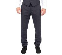 TruClothing Mens Herringbone Tweed Trousers Navy Red Check Vintage 1920s Tailored Fit - Navy 36