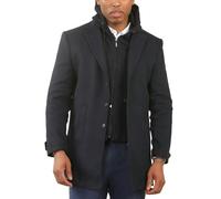 TruClothing Men's Hooded Wool Blend Classic Overcoat - Black - 4XL