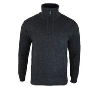 TruClothing Mens Jumper Fleece Fur Lined Pullover Knitted Warm Winter Casual Half Zip - Black XXL