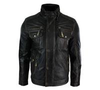 TruClothing Men's Leather Biker Jacket Vintage in Black | Size: Small TruClothing Black S