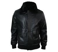 TruClothing Mens Leather Bomber Pilot Flying Jacket Black Brown A2
