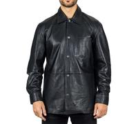 TruClothing Men's Leather Shirt Western Trucker Jacket - Black L