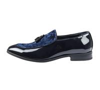 TruClothing Men's Loafers Slip On Leather Lined Tassel Velvet Detailed Patent Formal Shoe - Navy 11