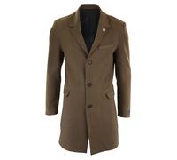 TruClothing Men's Long Wool Mix Overcoat Peaky Blinders in Brown | Size: XL TruClothing Brown XL