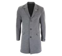 TruClothing Mens 3/4 Long Overcoat Jacket Wool Feel Coat Blinders Slim Fit