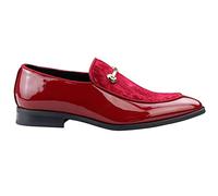 TruClothing Men's Moccasin Loafers Shoes Leather Lined Slip On Velvet Smart Formal Shoe Black Blue Red - Red 8 UK