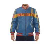 TruClothing Men's Motorcycle Jacket Leather Biker Bomber with American Flag Coat in Blue | Size: XL TruClothing Blue XL