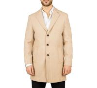 TruClothing Men's Notched Lapel Collar Wool Blend Overcoat - Beige - 3XL