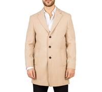 Men's Overcoat Notched Lapel Collar Wool Blend Classic Trench Coat Winter Jacket - Beige XL