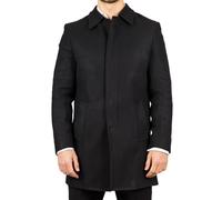 TruClothing Men's Overcoat Classic Collar Wool Blend Classic Trench Coat Winter Jacket - Black 3XL