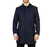 TruClothing Men's Overcoat Classic Collar Wool Blend Classic Trench Coat Winter Jacket - Navy S