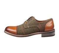 TruClothing Men's Oxford Shoes Premium Leather Tweed Formal Shoe - Brown 7