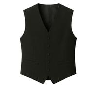 TruClothing Men's Black Waistcoat Wedding Business Party Plain Formal Suit Vest - Black L