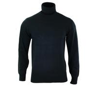 TruClothing Men's Polar Roll Neck Jumper Light Weight Fitted Cashmere Wool Blend Grey Black Navy - Black - 2XL