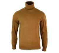 TruClothing Men's Polar Roll Neck Jumper Light Weight Fitted Cashmere Wool Blend Grey Black Navy - Camel - Small