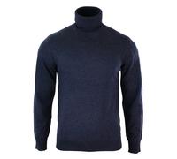 TruClothing Men's Polar Roll Neck Jumper Light Weight Fitted Cashmere Wool Blend Grey Black Navy - Navy - Small