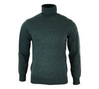 TruClothing Men's Polar Roll Neck Jumper Light Weight Fitted Cashmere Wool Blend Grey Black Navy - Olive - X-Large