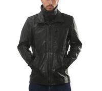 TruClothing Men's Premium Real Leather Jacket Classic Casual Motorcycle Biker Coat - Black 3XL