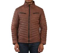 TruClothing Men's Quilted Puffer Soft Napa Leather Jacket in Tan | Size: Small TruClothing Tan S