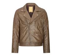 TruClothing Mens Real Leather Biker Jacket Cross Zip 1980s Classic Vintage Brando Soft Short - Brown L