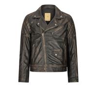 TruClothing Mens Real Leather Biker Jacket Cross Zip 1980s Classic Vintage Brando Soft Short - Vegas 5XL