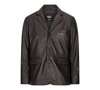 TruClothing Mens Real Leather Blazer Jacket Coat 3 Button Classic Fit Smart Casual Vintage - Black XL