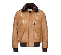 TruClothing Mens Real Leather Bomber Jacket Aviator Flying Air Force Antique Brown Tan - Brown L