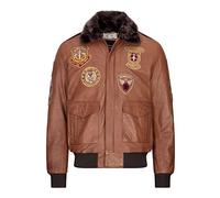 TruClothing Mens Real Leather Bomber Jacket Aviator Flying Air Force Antique Brown Tan - Timber XXL