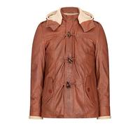 TruClothing Mens Real Leather Coat 3/4 Hooded Safari Warm Brown Tan Fisherman Fleece - Tan 4XL
