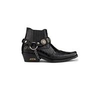TruClothing Mens Real Leather Cowboy Ankle Boots Chain Western Heel Dancing - Black 6