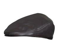 TruClothing Men's Real Leather Flat Cap Ivy Newsboy Peaked Golf Cabbie Hat - Brown 59
