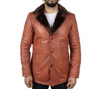 TruClothing Men's Real Leather Fur Lining Coat in Tan | Size: 2XL TruClothing Tan 2XL