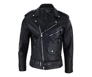 TruClothing Mens Real Leather Jacket Fringed Tassel Western Cowboy Riding Hide Motorcyle - Black 3XL
