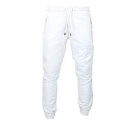 TruClothing Mens Real Leather Jogger Jeans Trousers Elasticated Casual - White 34